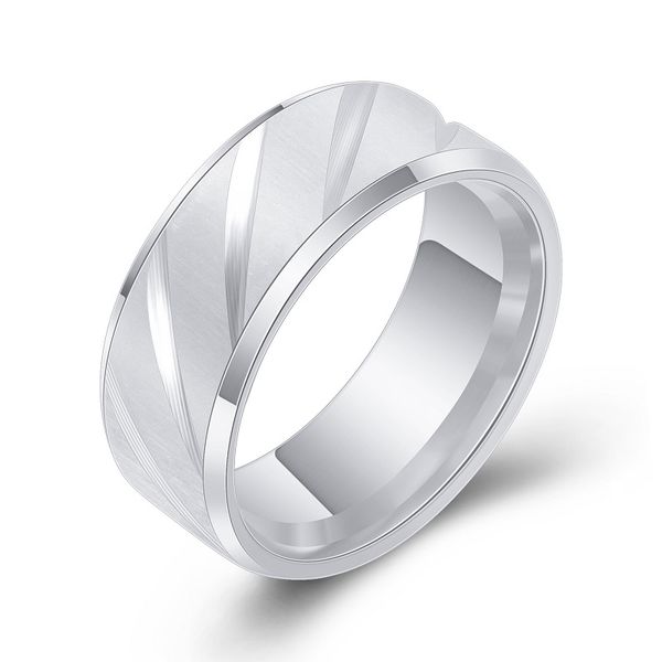 Men's Stainless Steel Brushed Design Comfort Fit Polished Ring