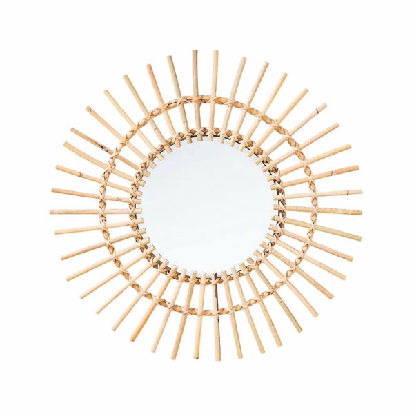 Natural Sun Shape Mirror Round Wicke Rattan Wall Decorative Mirror