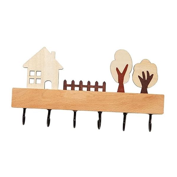 Wooden Key Holder Wall - Decorative Black Organizer for Entryway &amp; Home