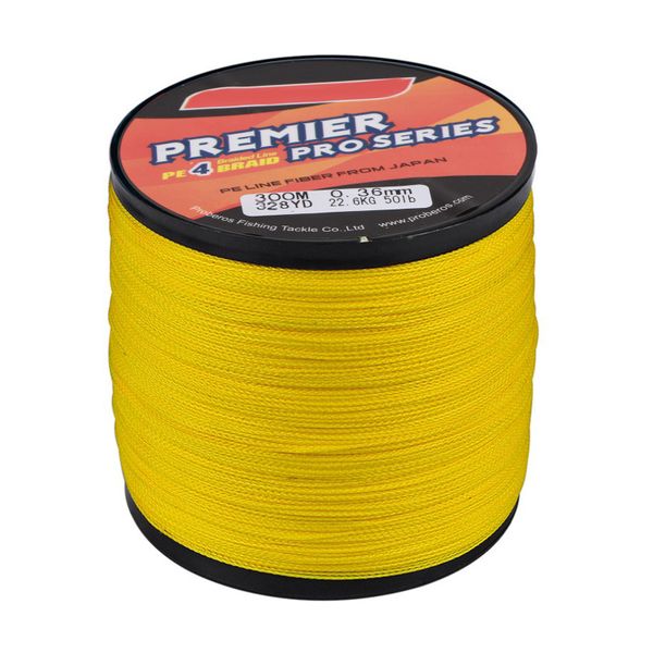 300m 4-Strand PE Braided Line (50lb Yellow)