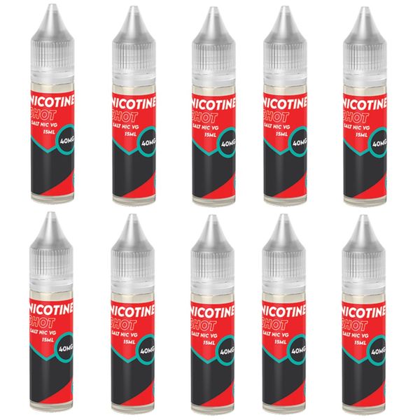 Nic Shot Salt - VG Base 15ml - 40mg (Makes 20mg Longfill) - 10 Pack