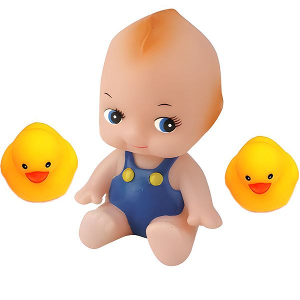 Cute Kewpie Doll With 3 Rubber Ducks Bathtime Fun Toy Set