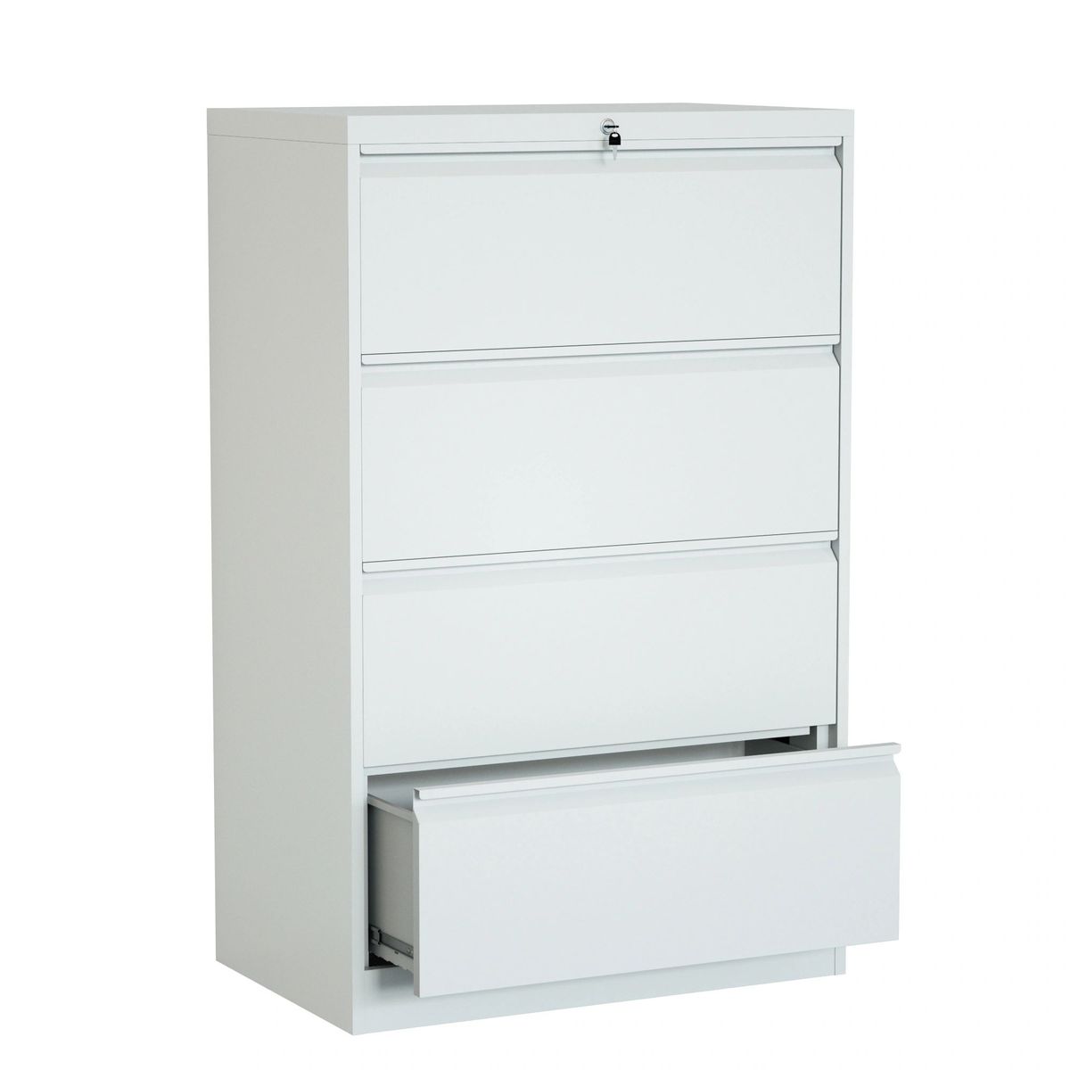 Steel Lateral Vertical 4 Drawer Filing Cabinet Swan-neck Handle With Lock - Light Grey