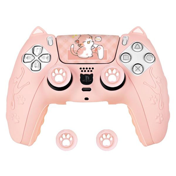 Silicone PS5 Controller Cover Skin Set - with 2 Thumb Grip Caps,Anti-Slip