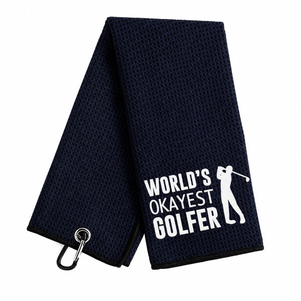 Funny Golf Towel -World's Okayest Golfer.