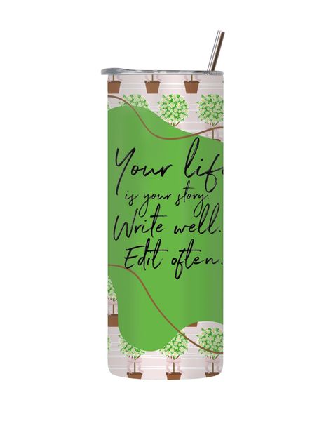 Edit Often 20 Oz Tumbler with Lid Straw Motivational Words Graphic Gift 142
