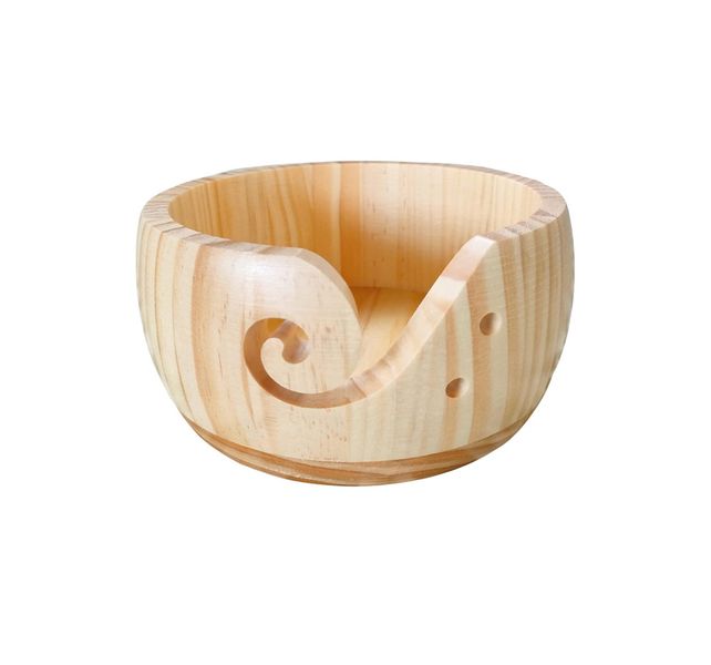 Knitting Yarn Holder Wooden Yarn Bowl with Holes for Crocheting