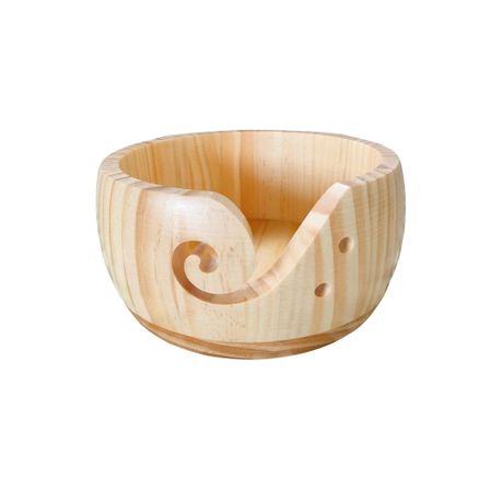 Knitting Yarn Holder Wooden Yarn Bowl with Holes for Crocheting Image