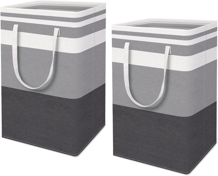 2 Pack 75L Large Waterproof Laundry Basket - Gradient Grey