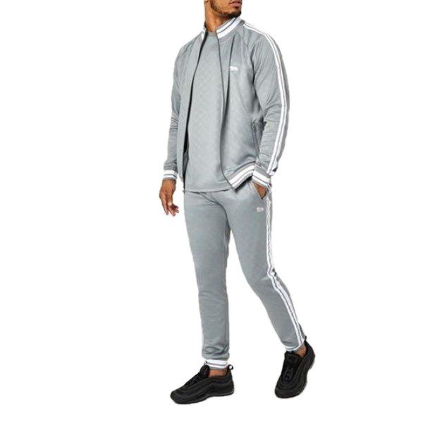 Lonsdale Men's Gentlemen Mono Logo Tracksuit - Grey Logo - Parallel Import