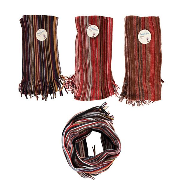 Bulk Pack X 4 Scarf Knitted Stripes 150x18cm