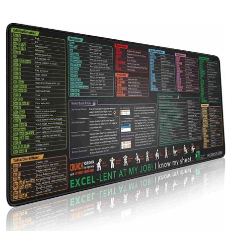 Redisson Excel Shortcut Keys Mouse Pad, Shortcuts Extended Large Desk Pad Image