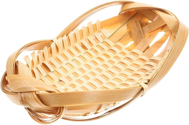 Woven Storage Small 19x12cm Handcrafted Food Serving Basket Bread