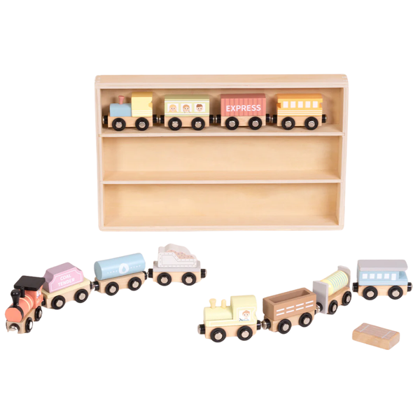 TookyToy Wooden Train Set - Pastel