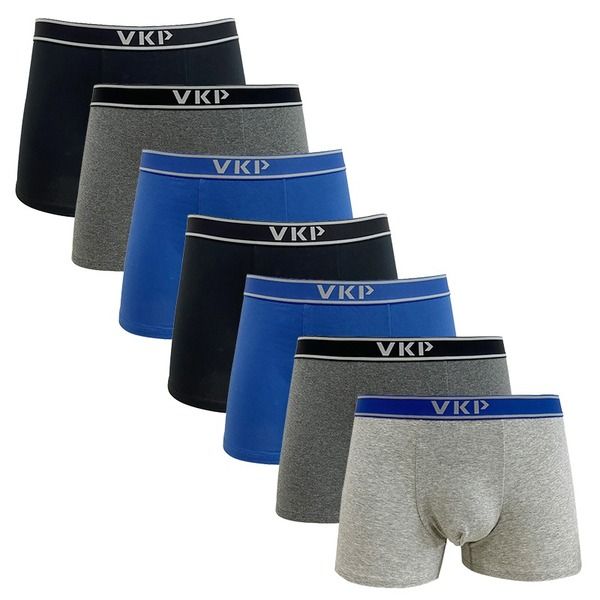 VKP Men's Cotton Boxer Briefs 7 Pack - Soft, Stretch, Breathable Underwear