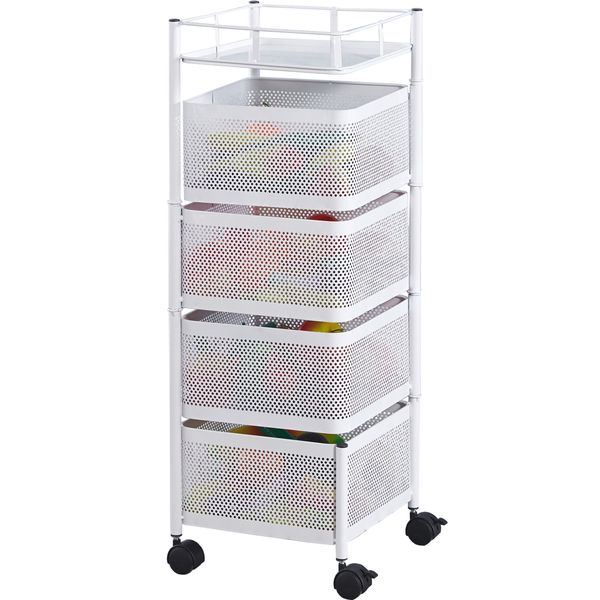 Storage Rack Shelf 4 Tier Kitchen Cart Multifunctional Trolley Metal