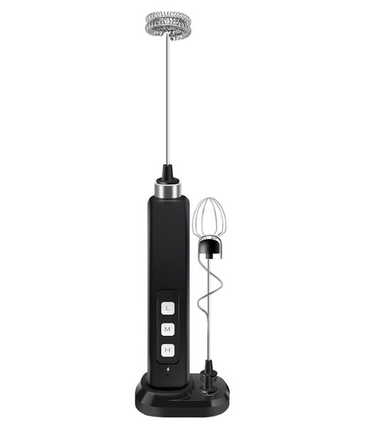 Electric Milk Frother Hand Mixer, USB Rechargeable 3-in-1 with 3 Whisks