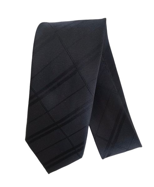 Tie Charcoal &amp; Black Stripes