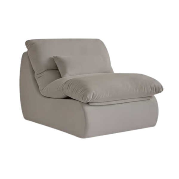 Modern Armless Accent Lounge Chair - Velvet Upholstered Single Sofa