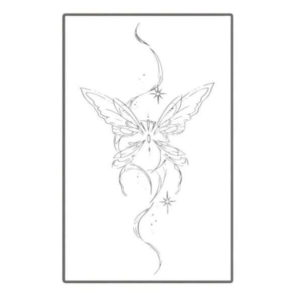 1 Piece - Elegant Butterfly Design Temporary Tattoo - Black