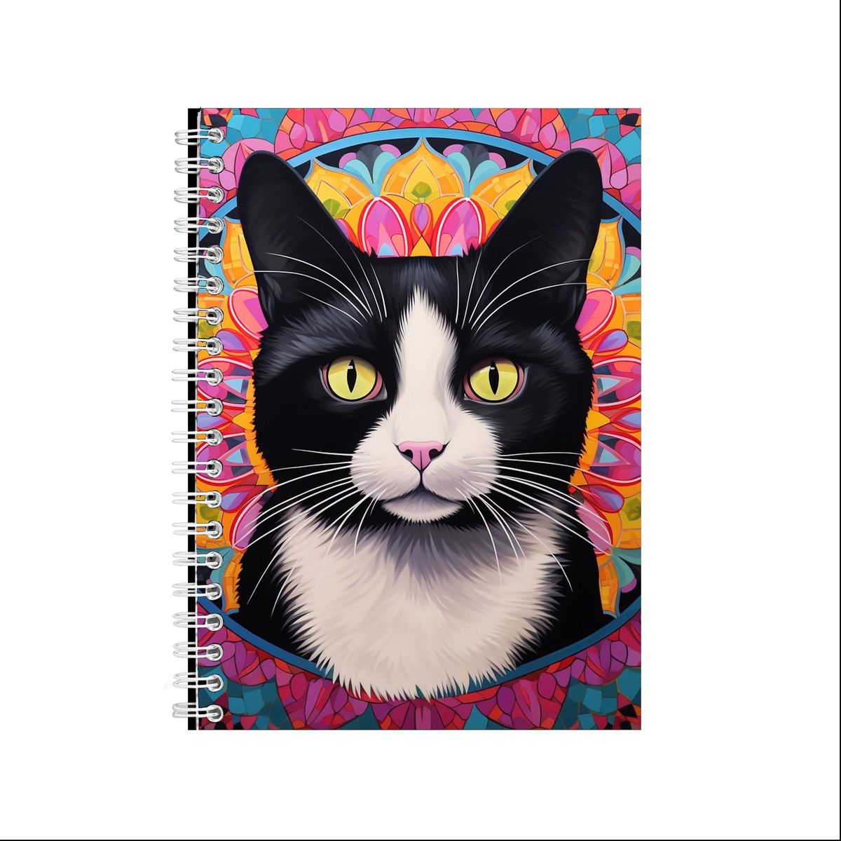 TUXEDO CAT MANDALA BACKGROUND 3 A5 Notebook Gift Idea Notepad 229 ...