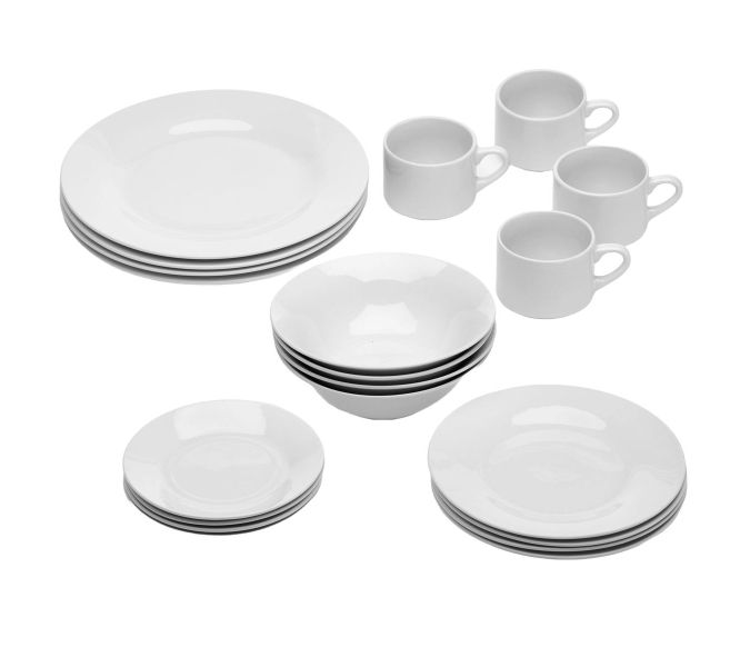 20 Piece White Porcelain Classic Dinner Set