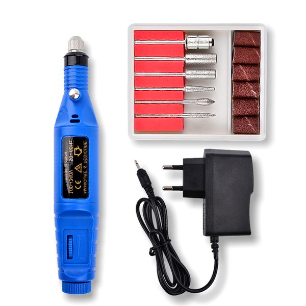 Mini Electric Nail File Nail Art Drill Rotary Detail Carver-Blue