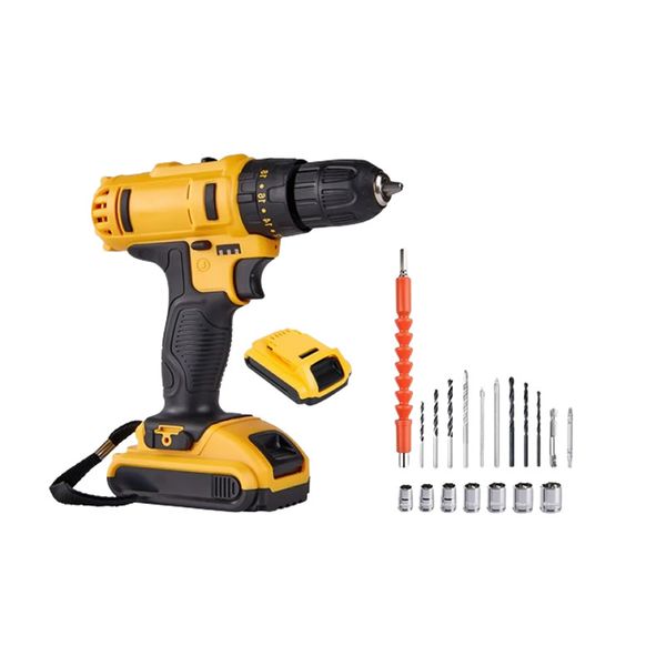 28Pcs 21V Lithium Battery 1500 rpm Cordless Hand Power Drill Set