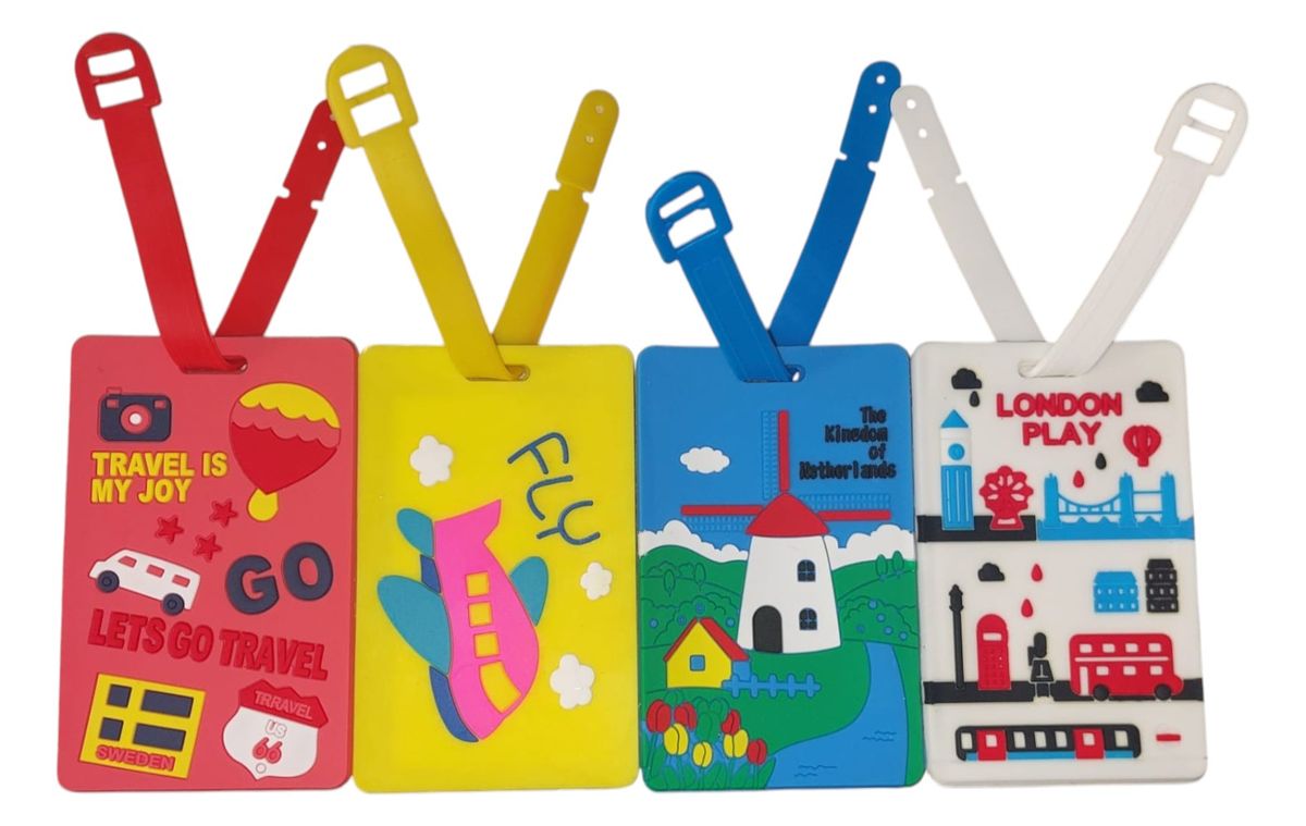 4 Piece Silicone Luggage Tag Set