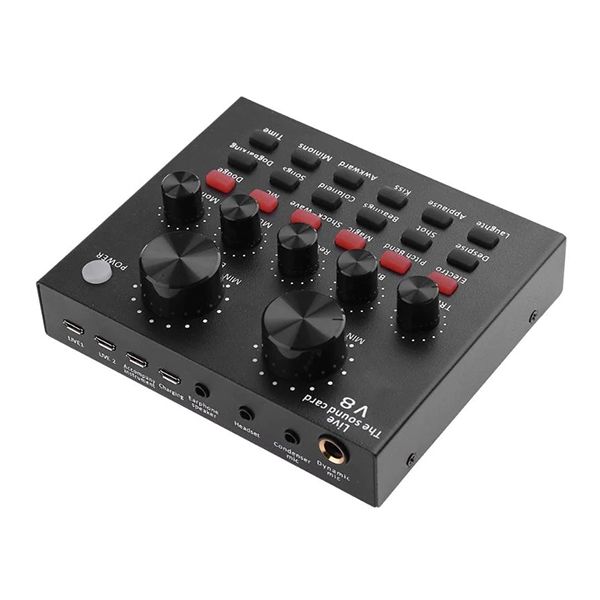 DW V8 Sound Card for Smart Devices PC Live Sound - Black