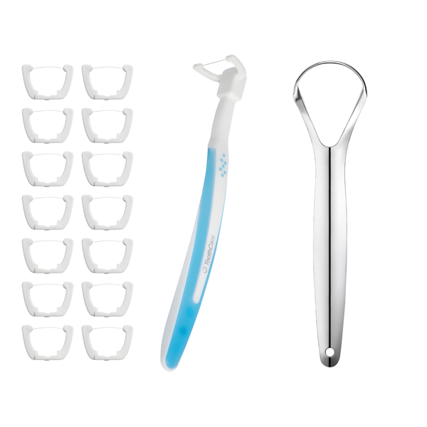 ToothCare - Floss Pro &amp; Spoon Shaped Tongue Scraper (2 Pack)