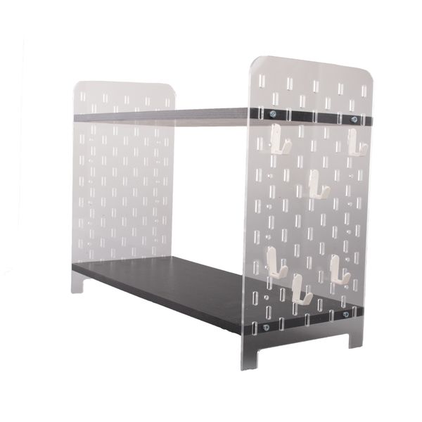 2-Tier Bamboo &amp; Acrylic Desktop Organizer with Pegboard
