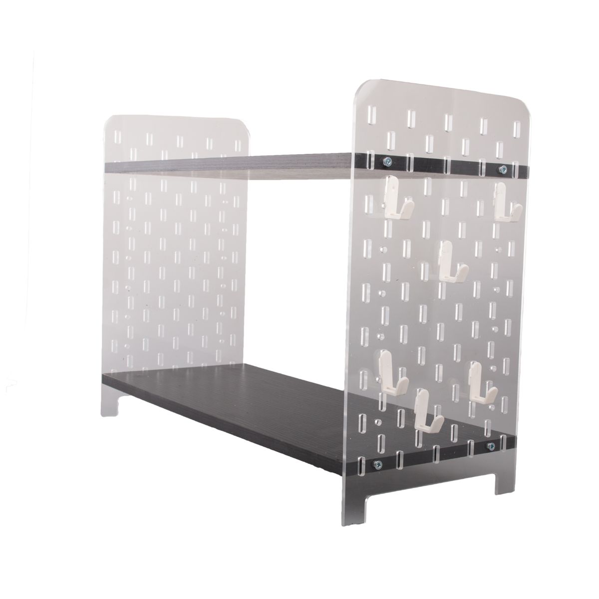 2-Tier Bamboo & Acrylic Desktop Organizer with Pegboard