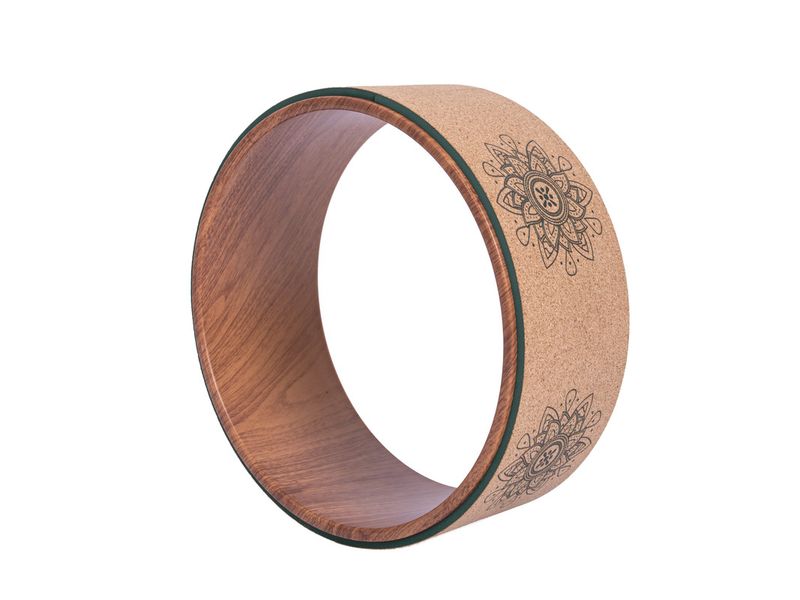 Bloom Mandala Cork Yoga Wheel - Brown/Green