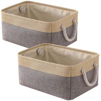 Collapsible Storage Basket Bins With Rope Handle- Set of 2