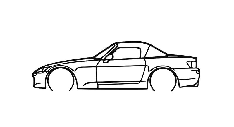 Honda S2000 VTEC Laser Cut Wall Art Powder Coated in Satin Black
