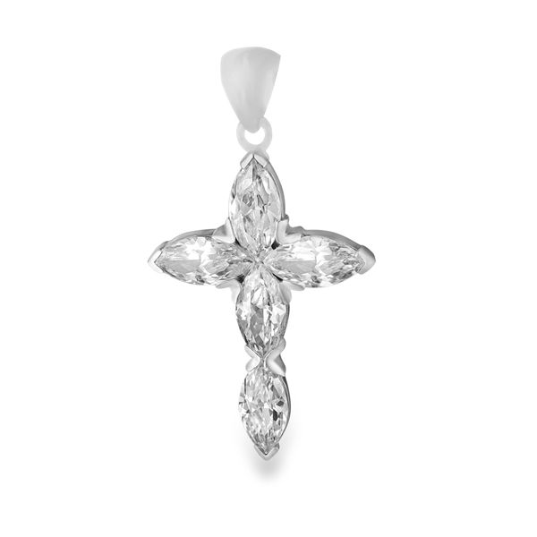 Silver Cz Stones Cross Pendant (PE-1061)