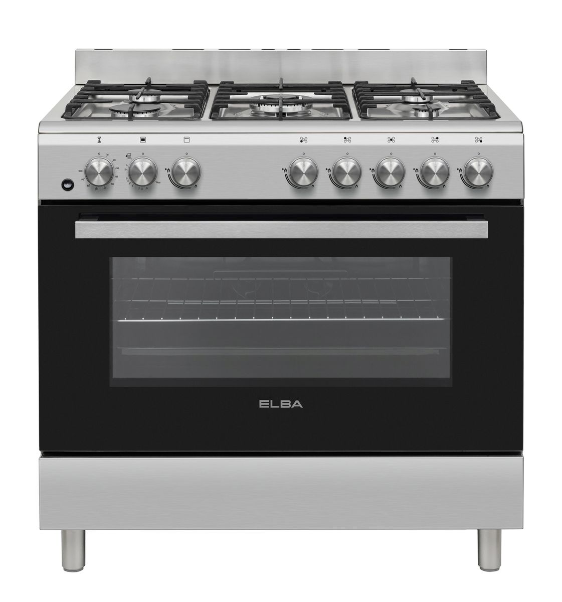 Elba Essential 04/96CL828 5 Burner Full Gas Stove and Oven 90cm Silver
