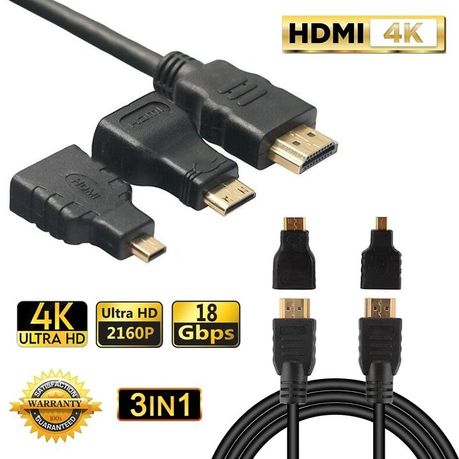 3 In 1 4K Ultra 1.5M HDMI To Mini Micro HDMI Adapter Cable Daily Sale Shop