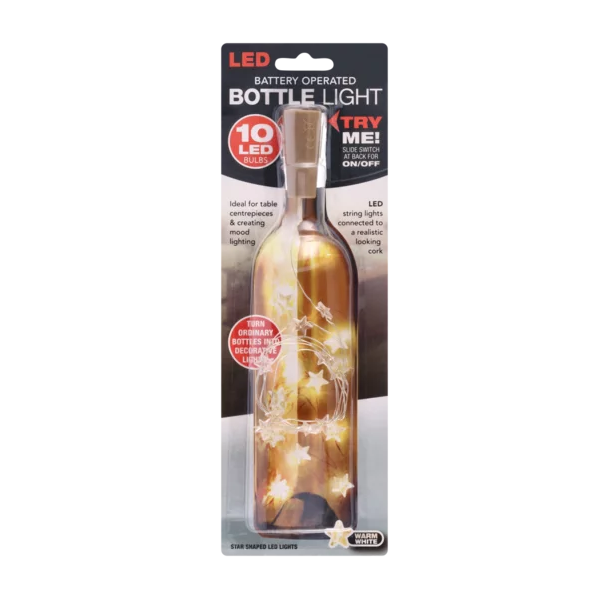 Season's Greetings Battery Operated Bottle Stopper Star Lights