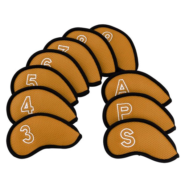 10 Piece Neoprene Mesh Golf Iron Head Covers-Orange