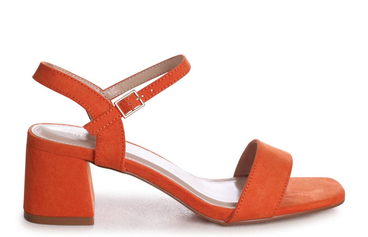 Orange thick heels best sale