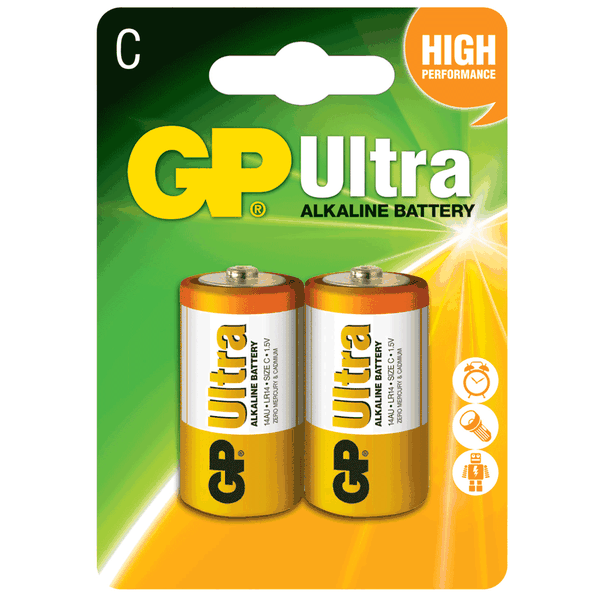 GP Ultra Alkaline C-Size Box of 10 Cards - 2 Batteries Per Card