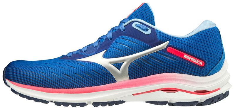 Mizuno Women's Wave Rider 24 Running Shoes - Blue/White