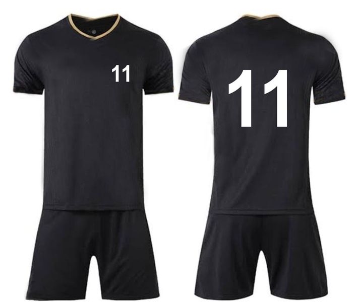 Black Soccer Kit with White Printing - 15 Set