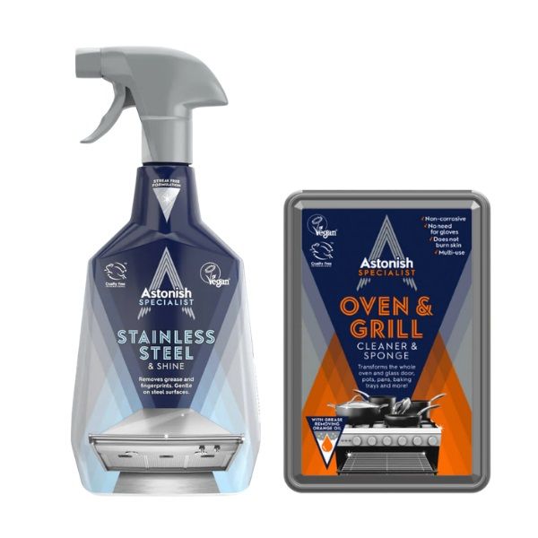 Astonish | Stainless Steel &amp; Shine | Oven &amp; Grill Cleaner &amp; Sponge | Combo