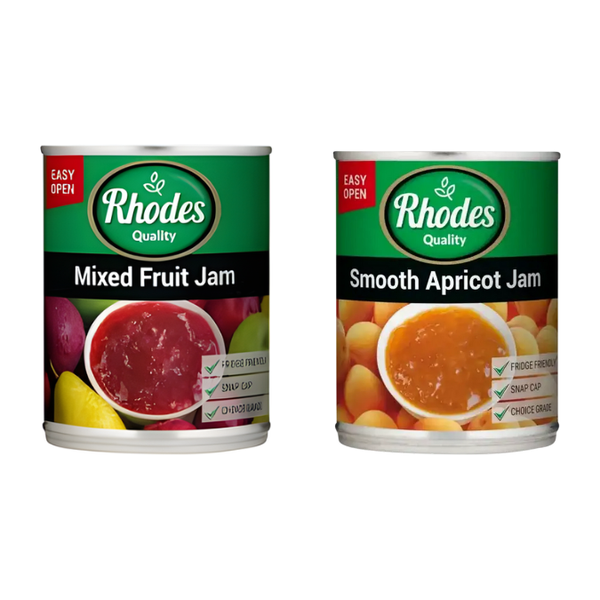 Rhodes Mixed Fruit Jam 450g + Rhodes Smooth Apricot Jam 450g