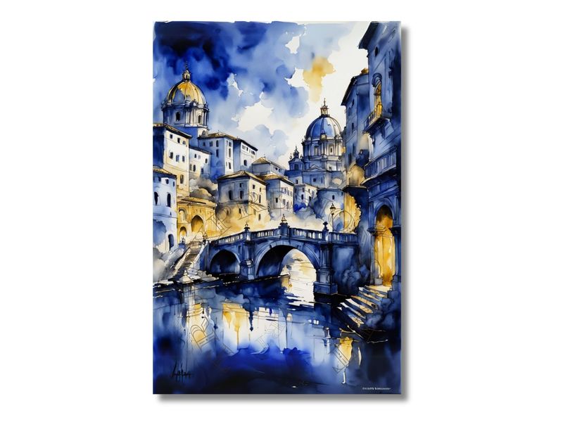 Rome Watercolor Cityscape - CityScape Ink Wash Fine Art Print