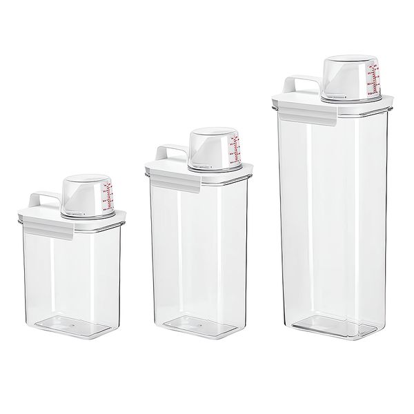 Clear Plastic Food Containers,Measured Pantry Organizer,Kitchen Jars-3 Pcs