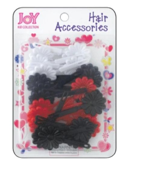 Joy - 10Pc 20mm Hair Barrettes (Red, Black &amp; White) x 8